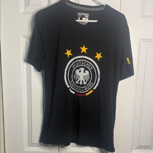 Adidas Black T-Shirt with Germany Emblem and Yellow Stars